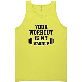 zerogravitee Your Workout is My Warmup Neon Yellow Tank Top - Medium
