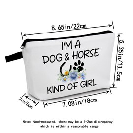MoCaliduccious Dog&Horse Lover Gifts Makeup Bags for Women I'm a Dog And Horse Kind Of G Paw Print Horseshoe Gift For Dog Zipper Cosmetic Pouch Travel Toiletry Bag Horse Lovers Cowgirl Equestrian Gift