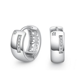 BROWOL Unisex Women's Folding Hoop Earrings AAA Cubic Zirconia Hollow Hypoallergenic 925 Sterling Silver Earrings for Women Men Children