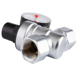 Pressure Regulator Valve Reducing Valve Adjustable Brass Water Pressure Valve with Gauge for Water (3/4" DN20)