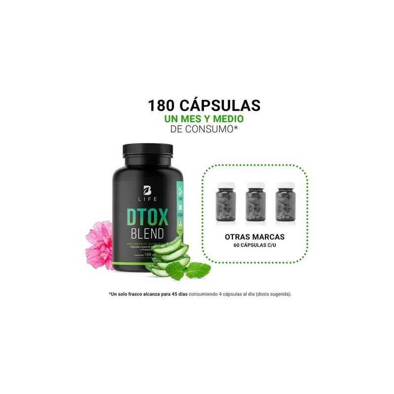 Detox Natural De 180 Cápsulas, Dtox Blend B Life