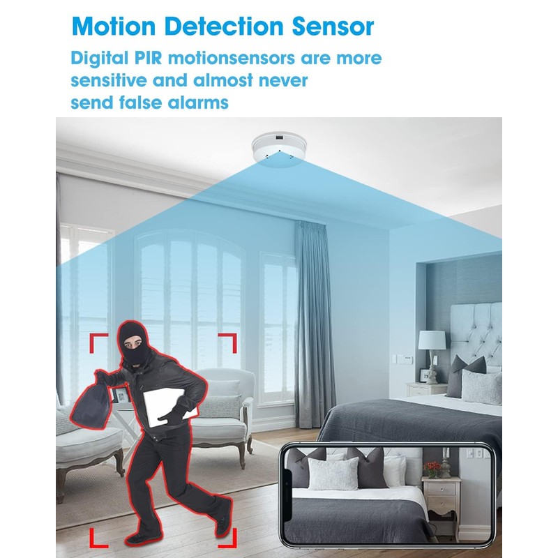 mayycinco Smoke Detector Camera WiFi 1080P Small Wireless Cameras Nanny