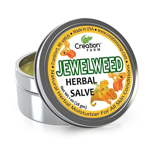 Creation Farm Jewelweed Salve Big 4 oz Tin - Tea Tree Ointment for Skin Care of Poison Ivy, Tattoo Aftercare, Great for Itch!
