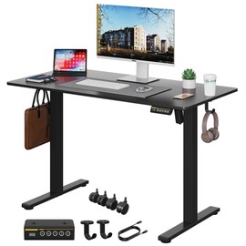 Gamork Electric Standing Desk Adjustable Height 40"x24" Stand Up Desk with Lockable Wheels Ergonomic Sit Stand Desk for for Work Office Home Computer Workstation (Black)