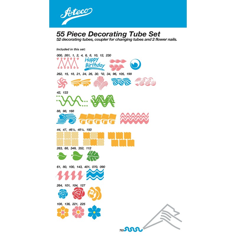 Ateco 783-55 Piece Cake Decorating Set, Includes 52 Stainless Steel