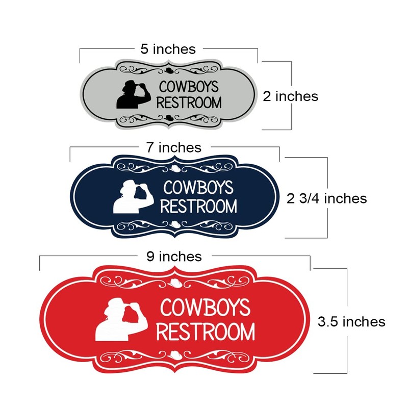 Designer Cowgirls and Cowboys Novelty Restroom Signs, Set of 2