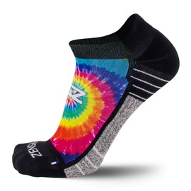 Zensah Limited Edition Calcetines de running sin espectáculos, antiampollas, cómodos, absorben la humedad, para hombres y mujeres (mediano, teñido de corbata)