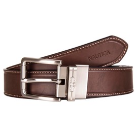 Nautica Men Reversible Dress Belts with Metal Buckle, Casual Leather-Black/Brown, 38"