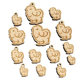 Fluffy Silkie Chicken Mini Wood Shape Charms Jewelry DIY Craft - 14mm (26pcs) - with Hole