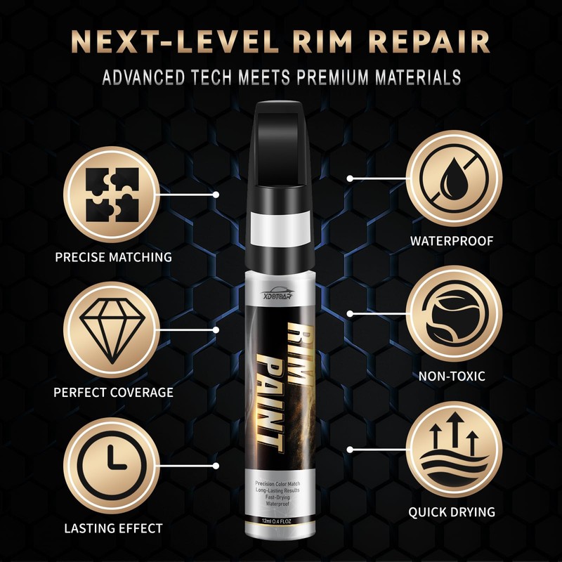 Matte Black Rim Touch Up Paint, Efficient Wheel Paint Pen