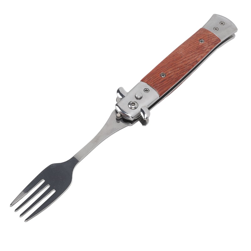 Spring Fork Rosewood Handle Stainless Steel Foldable Spring Fork for
