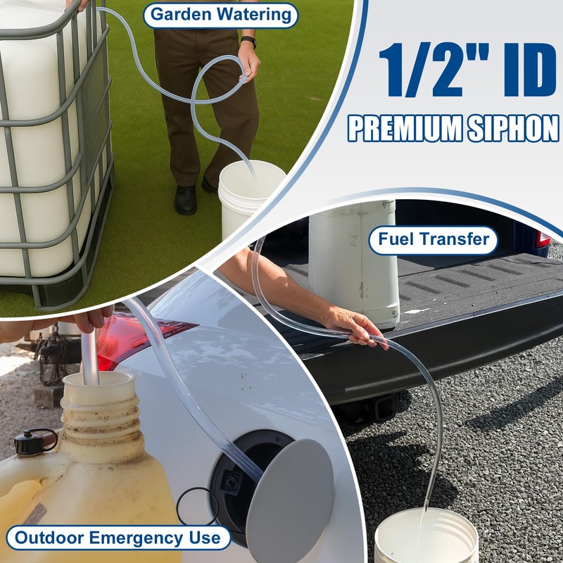 wadoy Siphon Hose Gas/Oil/Water/Fuel Transfer Siphon Hand Pump Self Priming