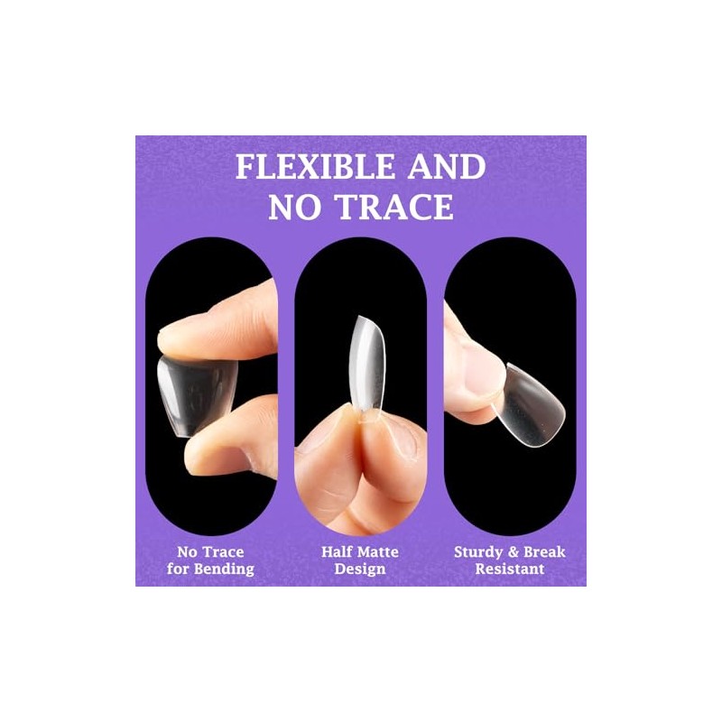 600 Uñas Postizas Cortas De Ataúd, Semimate, Preformadas, De Acrílico,