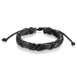 JewelryWe Jewellery Unisex Bracelet Retro Vintage Braided Bangle Bracelet 21.5 28.5 cm Adjustable Size Leather, Brown, Black, Blue, White, Black