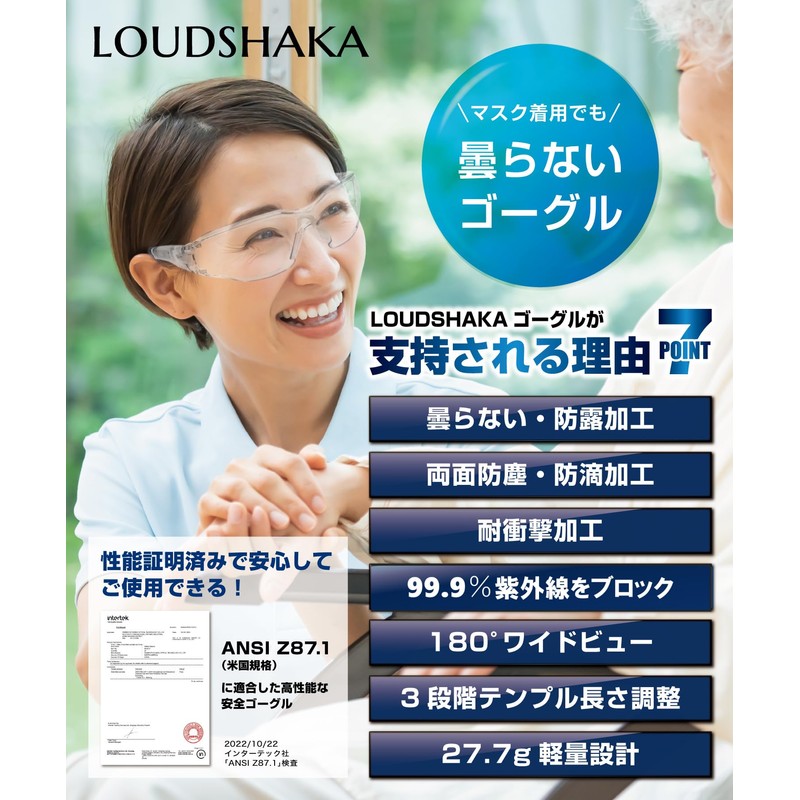 LOUDSHAKA Protective Glasses, Medical Goggles, Dustproof Goggles, Anti-Fog Goggles, Protective