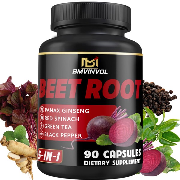 Beet Root Capsules - Green Tea, Red Spinach, Ginseng, Black
