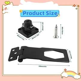 Keyed Hasp Latch Lock, 1 Pack Twist Knob Keyed Locking Haps for Cabinets Small Doors, Black Safety Hasp Latch with Keys（4 Inch ，Black）