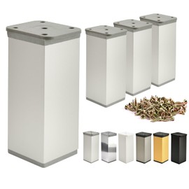 Furniture Feet, Metal Table Legs, Height Adjustable, Sofa Feet, Aluminium Profile, Pack of 4, 40 x 40 mm