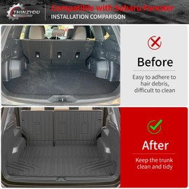 Thinzyou Cargo Mat Compatible with 2025 Subaru Forester NO Hybrid Trunk Mat Cargo Liner Trunk Liner TPE All Weather Back Seat Cover Protector 2025 Forester Accessories (Trunk Mat+Backrest Mats)