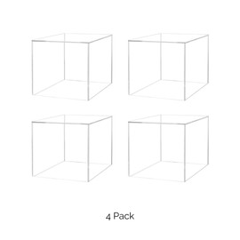 4 Pack 10 Inch Clear Acrylic Display Box Versatile No Lid Square Plexiglass Retail Product Storage Bin or Merchandise Riser with One Open Side No Assembly by Marketing Holders