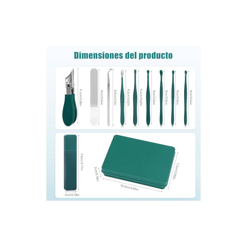 9 Pcs Kit De Cortaúñas para Pies y Limpieza de