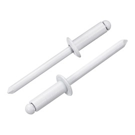 uxcell 100Pcs 3/16" x1/2" Aluminum Blind Rivets, Aluminum Grip and Steel Mandrel, Dome Head Long Split Rivets for Metal, Furniture, Automotive, White