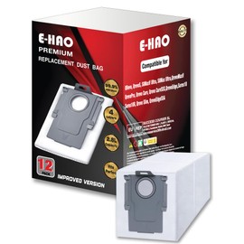 E-HAO Pack de 12 bolsas de aspiradora desechables de repuesto para Roborock Saros Z70/10/10R, S8 Max/MaxV Ultra, Q revo, Qrevo S5V/S/Plus/Pro/Master/Slim/MaxV/Curv/Edge y QV series