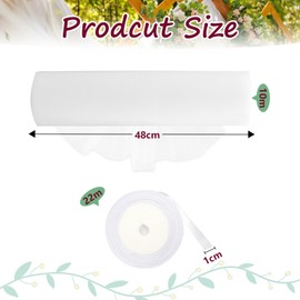 48 cm x 10 m Tulle Roll Organza Fabric as Decorative Fabric Tulle Fabric with White Ribbon Organza Table Runner Organza Ribbon Tulle White for Wedding, Tutu Skirt, Decoration, Sewing, Gifts,