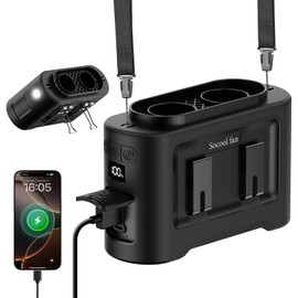 Socool 14500mAh Portable Waist Fan Clip on Wearable Belt Rechargeable Personal Fan, Dual Air Outlet, 40Hrs Cooling 5-Speed Battery Operated Fans with Light, Neck Fan Hanging for Outdoor Camping Travel