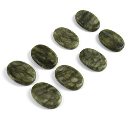 Windfulogo 8Pcs Professional Small Massage Hot Stone Set Natural Green Jade Heated Stones Warmer Rock Spa, Massage Therapy 1.18 x 1.57 x 0.31in(3x4x0.8cm)