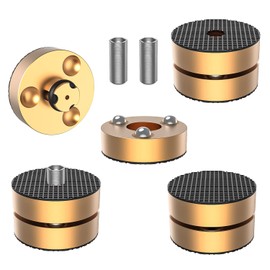 Tertullus 4 Sets Aluminum Subwoofer Speaker Feet Silver With Shock-Absorbing Beads,Hifi Turntable Adjustable Feet For Hifi Devices Amplifier Turntable Dac Recorder Cd (Gold-39 x 23mm)