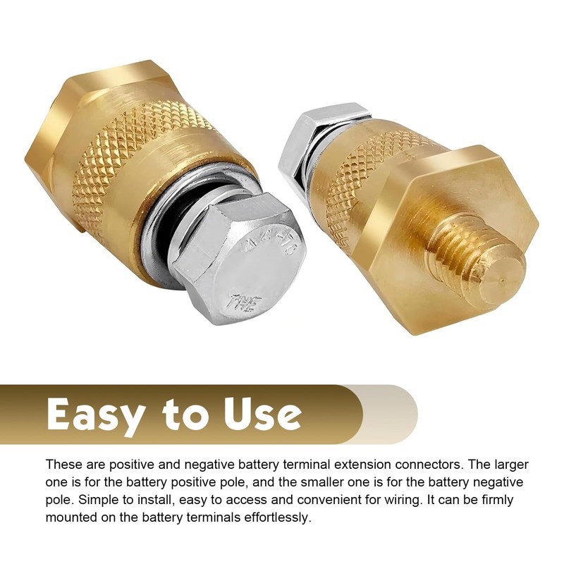 2PCS Brass Battery Terminal Posts, M8 Battery Terminal Connector, Auto
