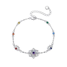 ONEFINITY Sterling Silver Four Leaf Clover Bracelet Butterfly Daisy Feather Cross Chakra Cat Dog Jewelry Gift for Women, Sterling Silver