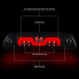 NUVISION LIGHTING 3BL-ZTL-007-SM Smoke Lens LED 2-Stage Sequential 3rd Brake Light Compatible with 95-15 Toyota Tacoma / 16+ Tacoma (Access) Extended Cab, Black Housing/Light Smoked Lens
