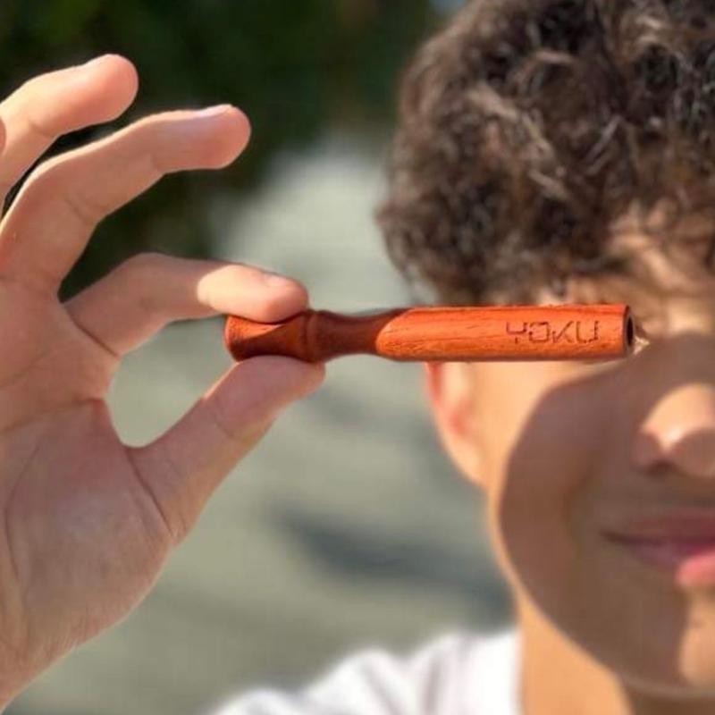 Wooden Aroma Inhaler with Essential Oil Flavored Cores - Scent: