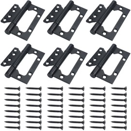 FKKFSS Recessed 304 Stainless Steel Flush Door Hinges丨6Pcs 72 x 105cm with Screws, Ball Bearing Hinges Open The Door Silently, Suitable for Doors, Windows, wardrobes and cabinets (3, Black)