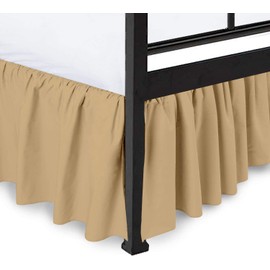Peace Sleep Bedding - Ruffled Bed Skirt with Split Corners, Taupe, Twin 14 Inch Drop Bedskirt, Hotel Quality Brushed Microfiber Wrinkle Free Dust Ruffle Bed Skirt Twin Size
