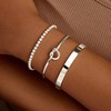 Gokeey Dainty Silver Plated Bangle Cuff Bracelet for Women, Silver