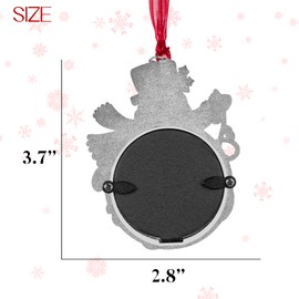 Mulumu 2024 Christmas Tree Snowman Ornament Picture Frame Metal Hanging Pendant Holiday 2" Photo Frame Charm Decorative of Pets, Baby First Christmas, Family (2024 Snowman)