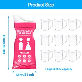 YJFY Pack of 10 Urine Bags for On the Go 900CC Travel Urine Bags for Men and Women Leak-Proof Hygienic Ideal for Hiking, Travel & Car Trips (Blue & Pink)