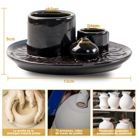 Porta incienso de cerámica versátil, quemador de incienso de Palo Santo, porta velas con bandeja recolectora de cenizas, resistente y estable para salvia, varillas de incienso o velas (Negro)