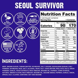 Righteous Felon Beef Jerky - Seoul Survivor Jerky - Gluten-Free Snacks - All-Natural, Locally Sourced & Dried Beef - Low-Sugar, High-Protein Healthy Snacks - 2 Ounces Each, Pack of 3