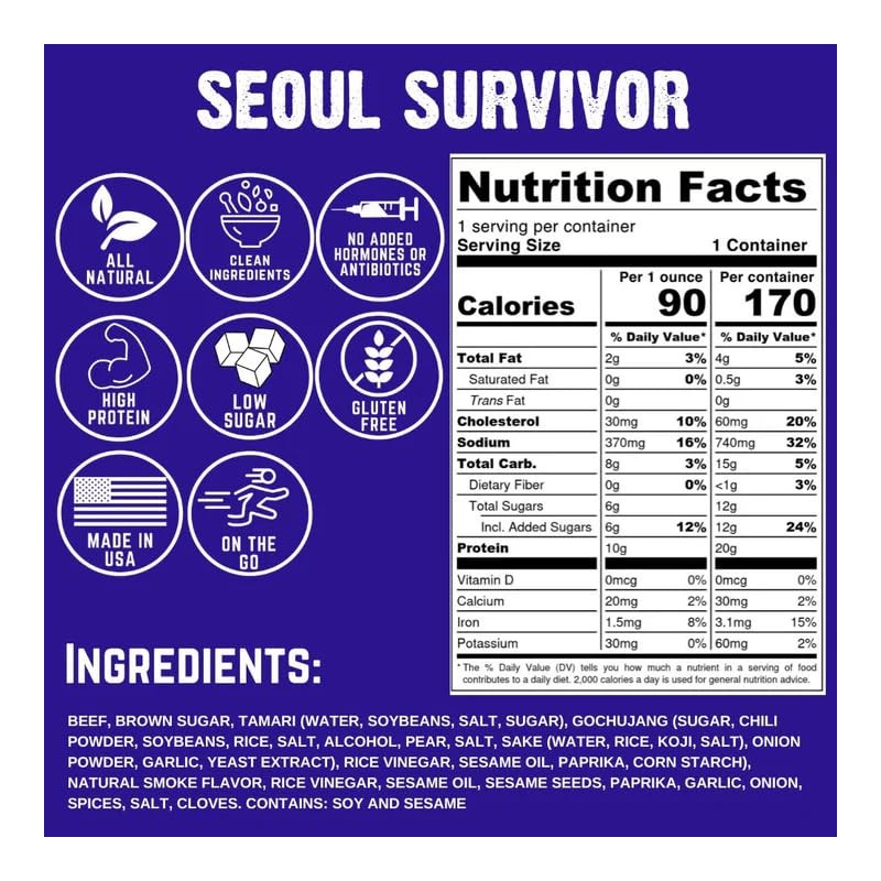 Righteous Felon Beef Jerky - Seoul Survivor Jerky - Gluten-Free