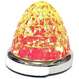 Customize 12V 24V Truck LED Marker Lamp with Shoulder Light Function Side Marker Plated Ring 5 Sides Crystal Cut 22 LEDs Universal Blue Yellow Red White Amber Color (Red, Set of 2)