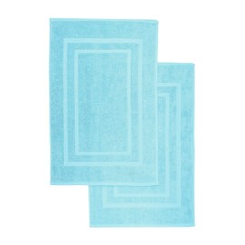 GREEN MARK Textilien Set of 2 Bath Mat Premium Quality 100% Cotton 50 x 80 cm Shower Mat Double Pack Light Blue
