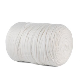 MSyarn Hilo de playera de 800 g/229 yardas, tela elástica para bolsa de ganchillo/cesta/decoración del hogar, hilo grueso con mezcla de poliéster y elastano (Blanco)