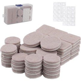 KITCHEN CHOICE Almohadillas para Muebles,100Pcs Almohadillas de Fieltro Autoadhesivas para Muebles,Almohadillas Protectoras para Sillas,Gomas para Muebles,con Caja,Cortable,Blanquecino