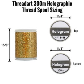 Threadart Sparkle Holographic Shimmer Thread - 300 Meters - Black