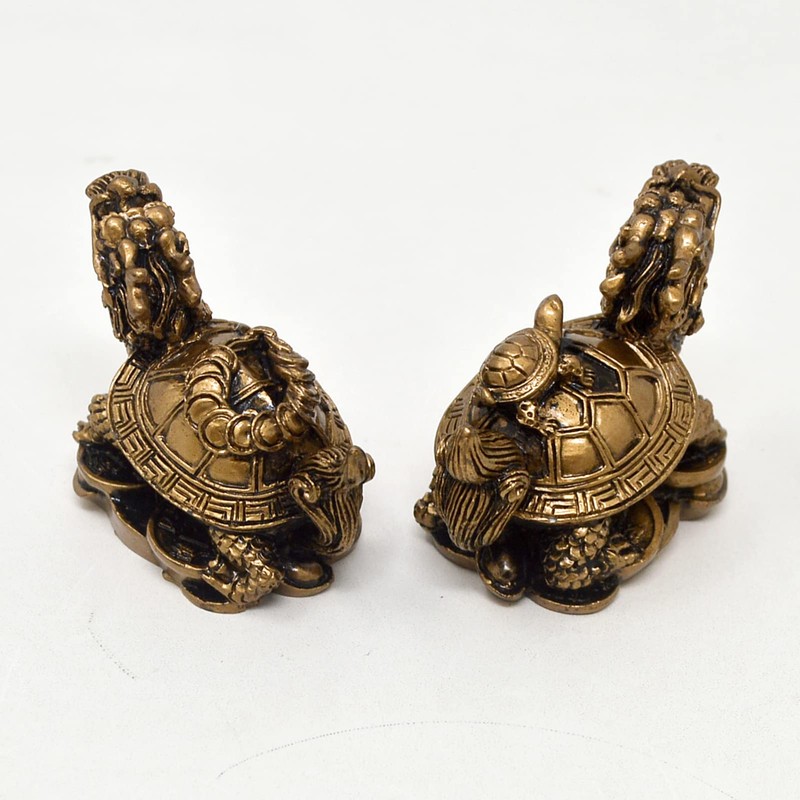 Feng Shui Resin Dragon Turtle Statue Set