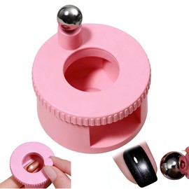 360° Rotating Cat Eye Magnet for Nails,Glass Bead Nail Magnet Spinner,Automatic Glass Bead Suction Nail Tool,Magnetic Nail Tools for Cat Eye,Nail Art Accessories，Can Easily DIY for Beginners（Pink）